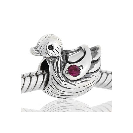 ABALORIOS PATO CON PIEDRA ROSA FUCSIA PAP585