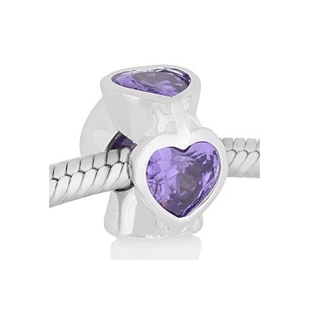 ABALORIO CORAZONES CON PIEDRA MALVA PAP561a