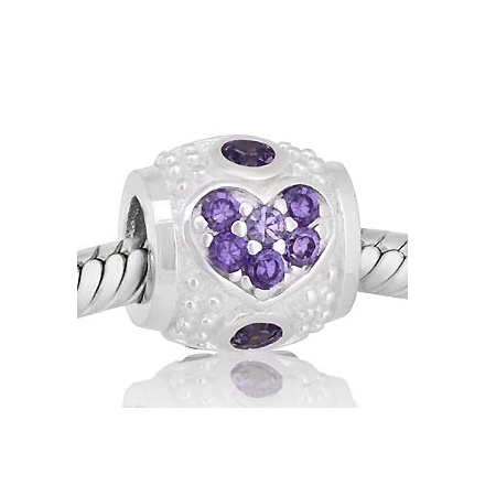 ABALORIO REDONDO CORAZON PIEDRAS MALVA PAP300a
