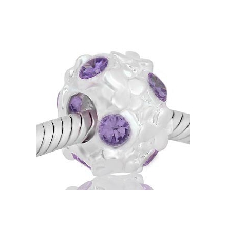 ABALORIO REDONDO CON FLORES Y PIEDRAS MALVA PAP185a