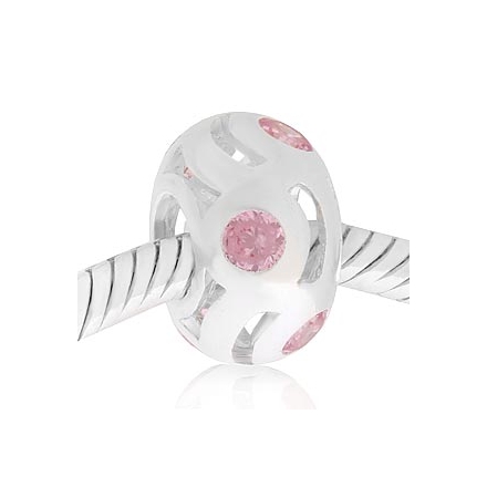 Abalorio redondo piedras rosa