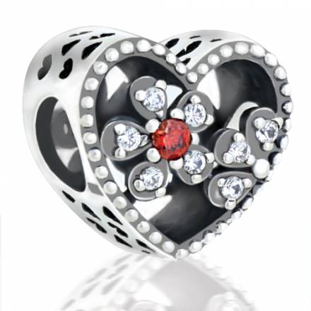 Abalorio corazon con piedras