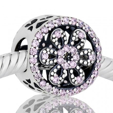 Abalorio flor con piedras rosa